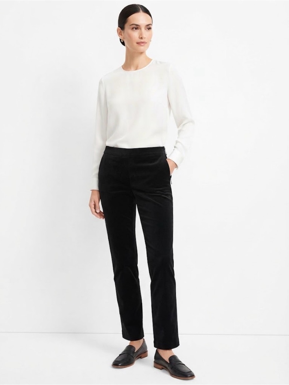 NWT Talbots Black Velvet Classic Side Zip Pants Size 10